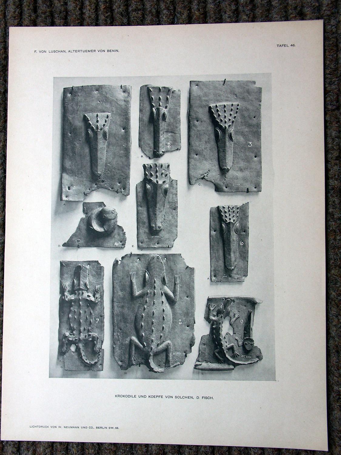 zz-lusc19,tafel 46 benin nigeria,bronze-platte mit krokodil (b-iiic084